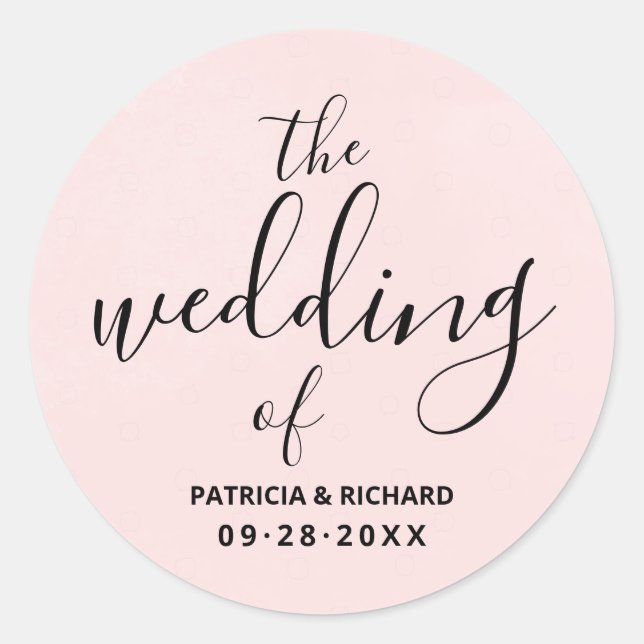 Sticker Rond Le Mariage Du Mariage Rose (Devant)