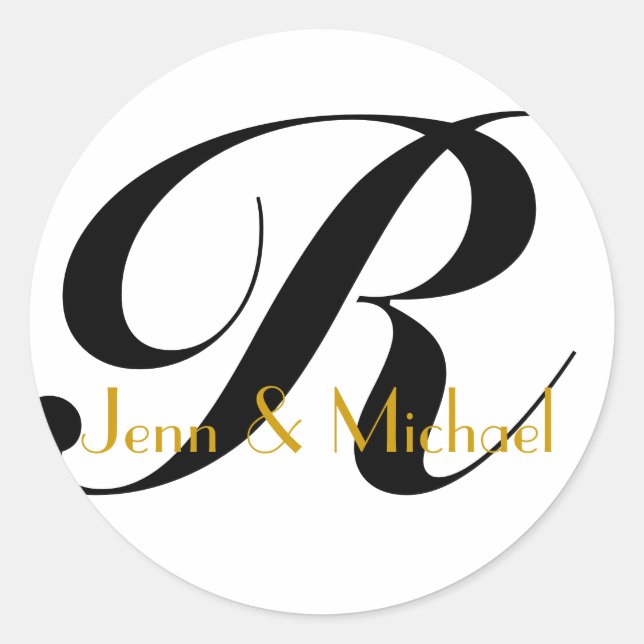 Sticker Rond Le marié de jeune mariée de mariage appelle l'or (Devant)