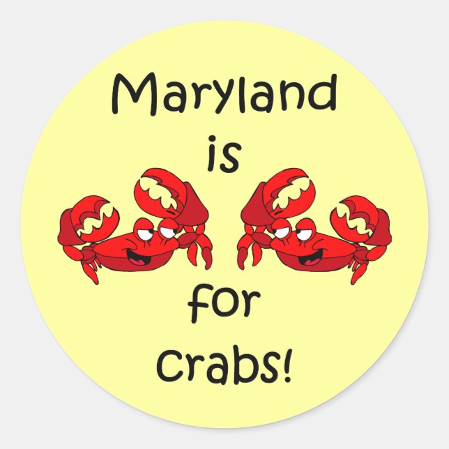 Sticker Rond Le Maryland est pour les crabes (Devant)