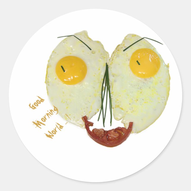 Sticker Rond Le matin, face d'oeuf du monde (Devant)