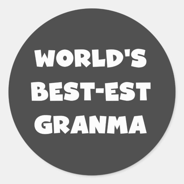 Sticker Rond Le meilleur Granma noir et blanc du monde (Devant)