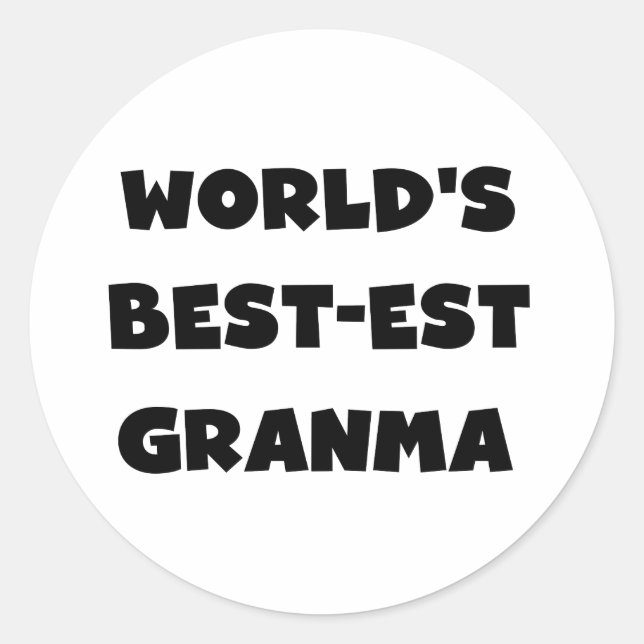 Sticker Rond Le meilleur Granma noir et blanc du monde (Devant)