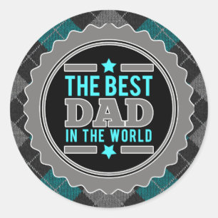 Sticker Rond Le meilleur papa dans le Jacquard du monde modelé