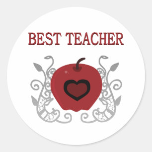 Sticker Rond Le meilleur rouge Apple de professeur