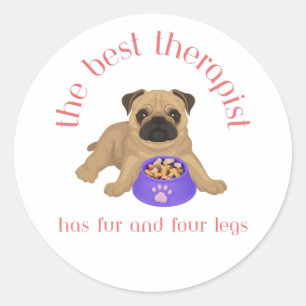 Sticker Rond Le meilleur thérapeute a quatre pattes et quatre f