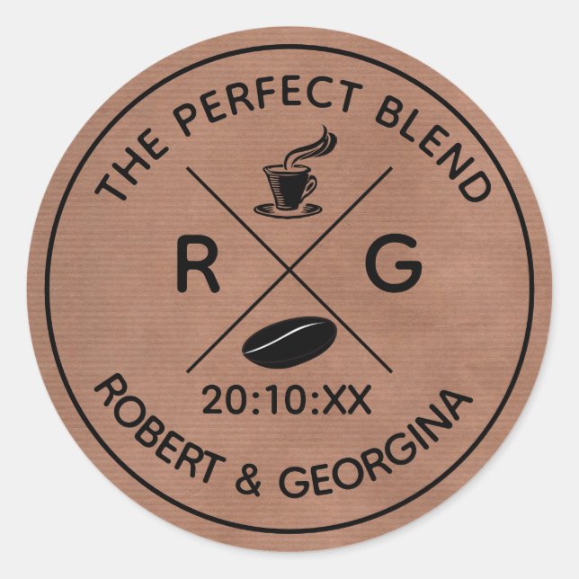 Sticker Rond Le Mélange Parfait Kraft Papier Café Mariage Favor (Devant)