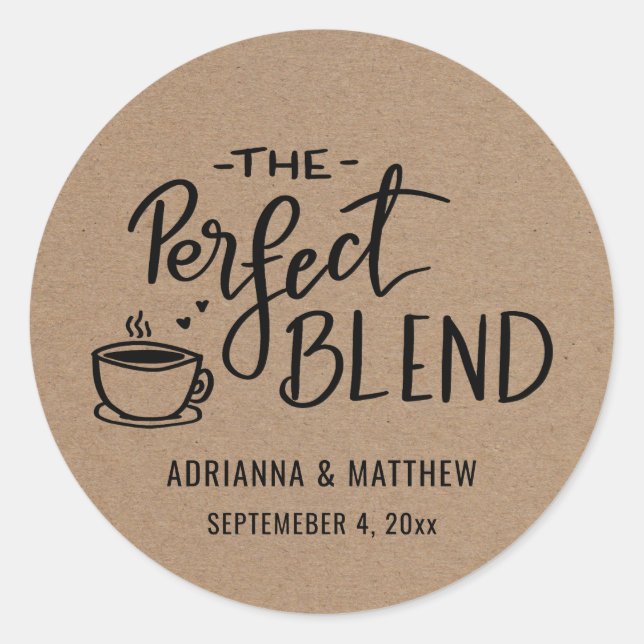 Sticker Rond Le Mélange Parfait | Rustic Kraft Mariage papier (Devant)