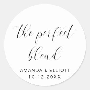 Sticker Rond Le mélange parfait Typographie Mariage Noir Blanc