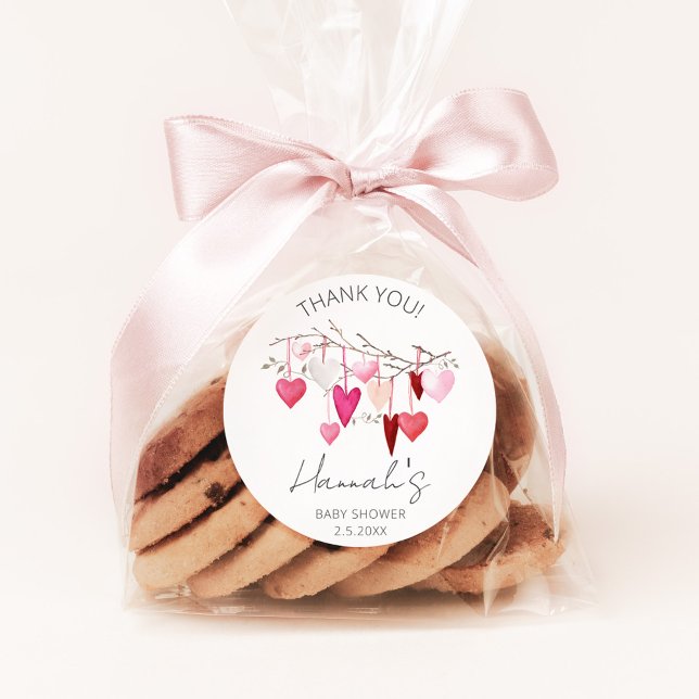 Sticker Rond Le Merci de Baby shower petit amour préféré (little sweetheart valentine baby shower favor sticker
)