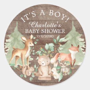 Sticker Rond Le Merci de Baby shower rustique en bois favorise