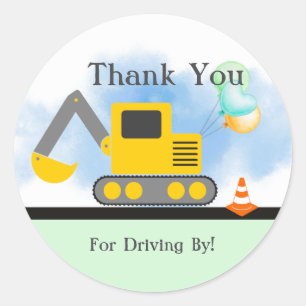 Sticker Rond Le Merci De Backhoe, La Conduite D'Anniversaire, L