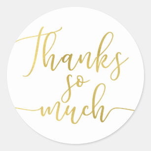 Sticker Rond Le Merci de type de script Gold Foil Merci beaucou
