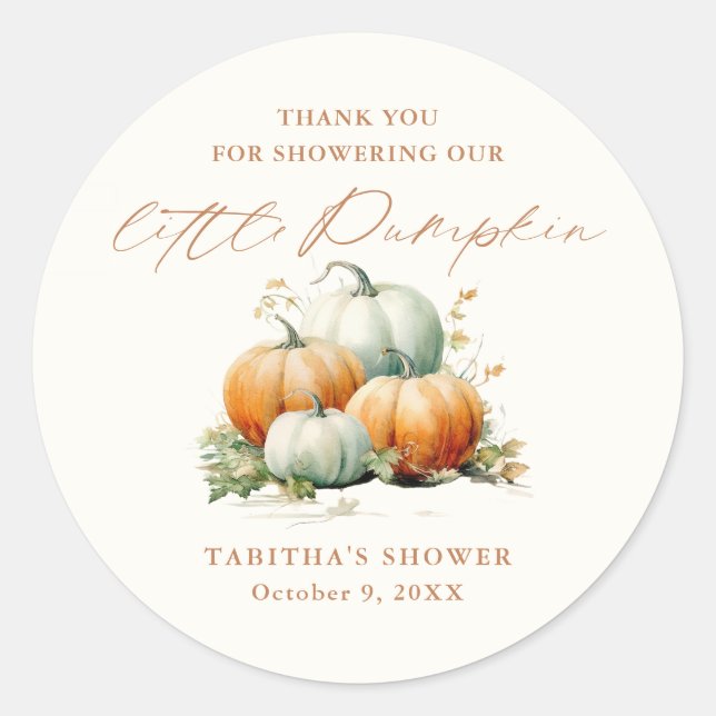 Sticker Rond Le Merci du Baby shower de l'automne du petit Citr (Devant)