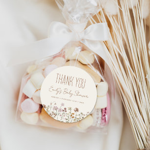 Sticker Rond Le Merci du Baby shower du petit Fleur sauvage Boh