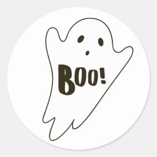 Sticker Rond Le mignon blanc Halloween fantôme dit BOO