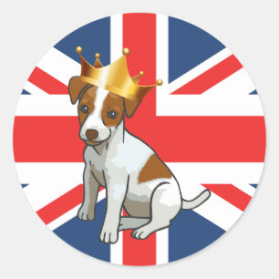 Sticker Rond Le mignon Jack Russell portant une couronne et une