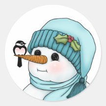 Le mignon Snowman avec du poulet sur son nez de ca
