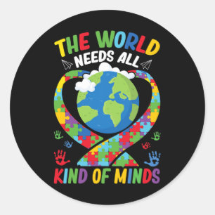 Sticker Rond Le Monde A Besoin De Toutes Sortes D'Esprit Neurod