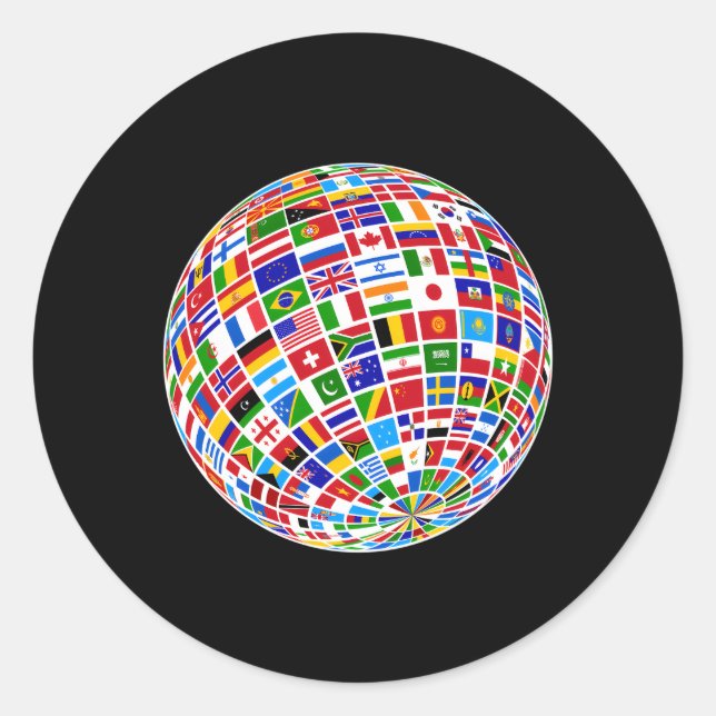Sticker Rond Le Monde Du Monde Derrière Les Pays Du Monde (Devant)