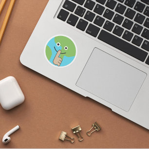 Sticker Rond Le monde tenant la main près de la bouche silence