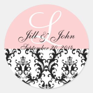 Sticker Rond Le monogramme appelle l'autocollant de mariage de