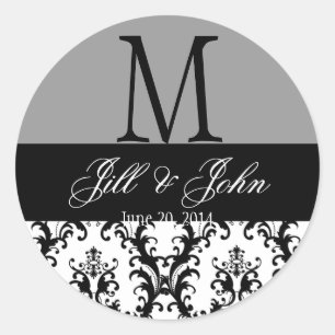 Sticker Rond Le monogramme de mariage appelle le joint de gris
