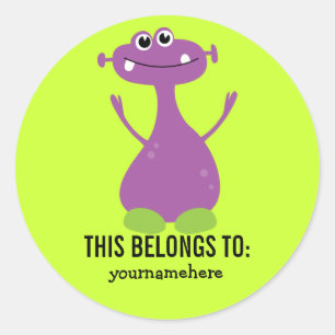 Sticker Rond Le monstre mignon idiot CECI APPARTIENT aux