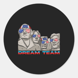 Sticker Rond Le Mont Rushmore 4 juillet Drôle Patriotique