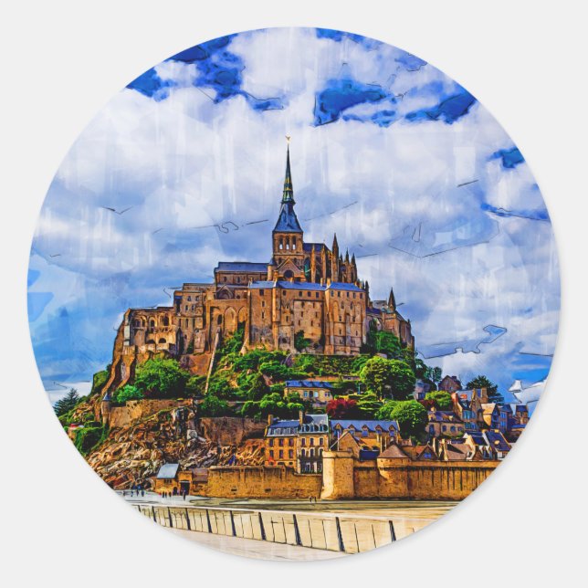 Sticker Rond Le Mont Saint Michel (Devant)