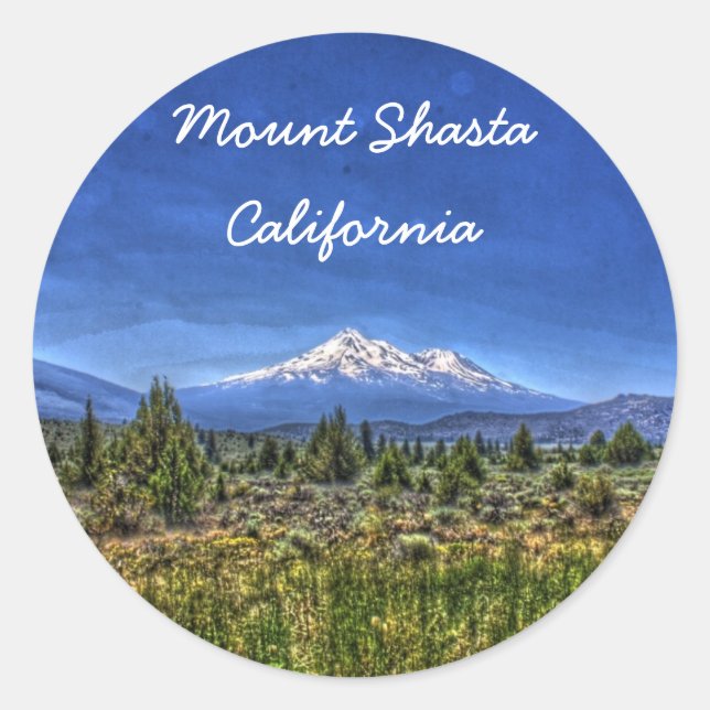Sticker Rond Le mont Shasta (Devant)