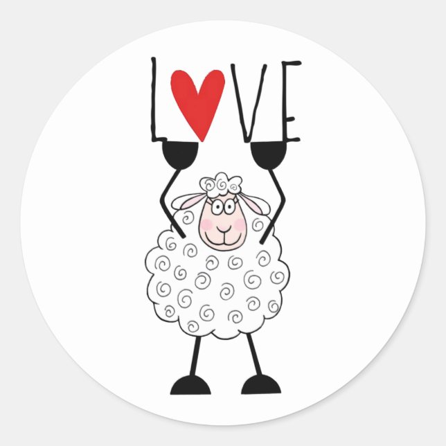 Sticker Rond "Le Mouton de Jéhovah avec le Coeur" (Devant)