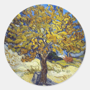 Sticker Rond Le Mulberry Tree, Vincent van Gogh. Vintage