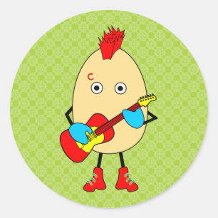 Sticker Rond Le musicien de rock Egghead