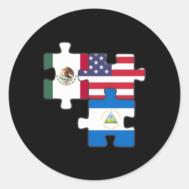 Sticker Rond Le Nicaragua Du Mexique Et Le Puzzle Américain (Devant)