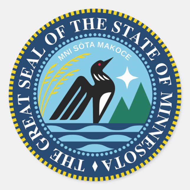 Sticker Rond Le nouveau grand Sceau de l'Etat du Minnesota (Devant)