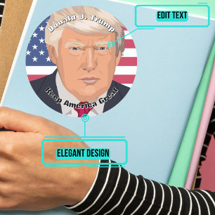 Sticker Rond Le nouveau président Donald J. Trump commémoratif