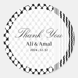 Sticker Rond Le Palestinien Hatta Keffiyeh Mariage du Merci