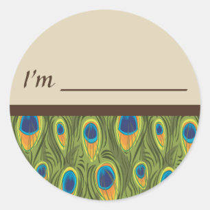 Sticker Rond Le paon nommé d'étiquette fait varier le pas de