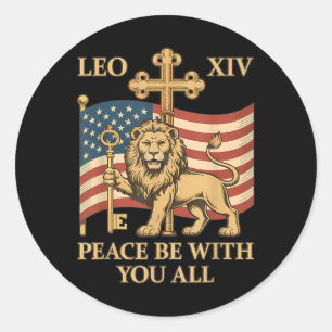Sticker Rond Le Pape du Vatican Leo Xiv - Paix Soyez avec vous 