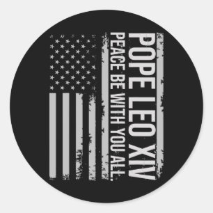 Sticker Rond Le Pape Leo Xiv 14ème Pape Américain Drapeau Vin