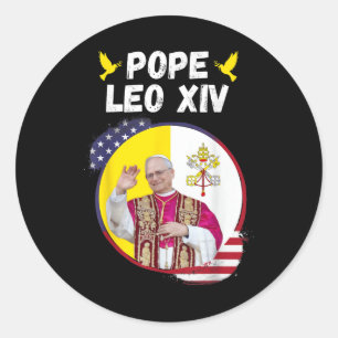 Sticker Rond Le pape Leo Xiv, Habemus Papam, catholique