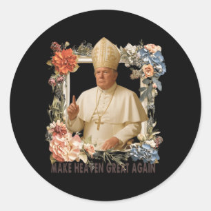 Sticker Rond Le pape Trump drôle Trump Vatican Christian Retro 