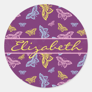 Sticker Rond Le papillon coloré personnalisent le motif