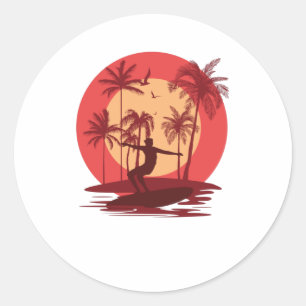 Sticker Rond Le paradis du surf