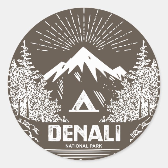 Sticker Rond Le Parc national de Denali (Devant)