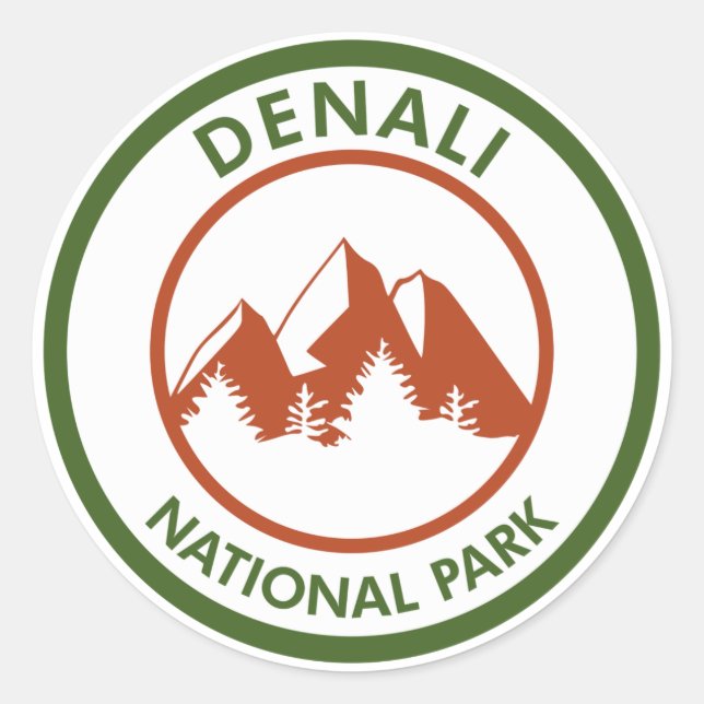 Sticker Rond Le Parc national de Denali (Devant)