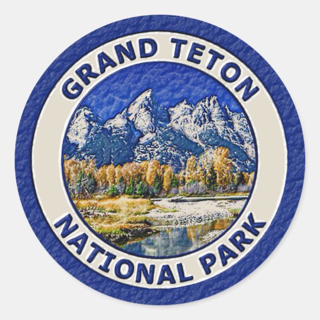 Sticker Rond Le Parc national de Grand Teton (Devant)