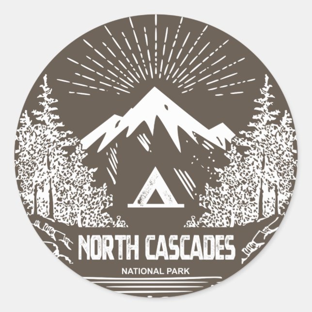 Sticker Rond Le Parc national de North Cascades (Devant)