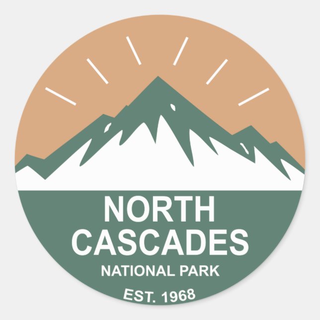 Sticker Rond Le Parc national de North Cascades (Devant)