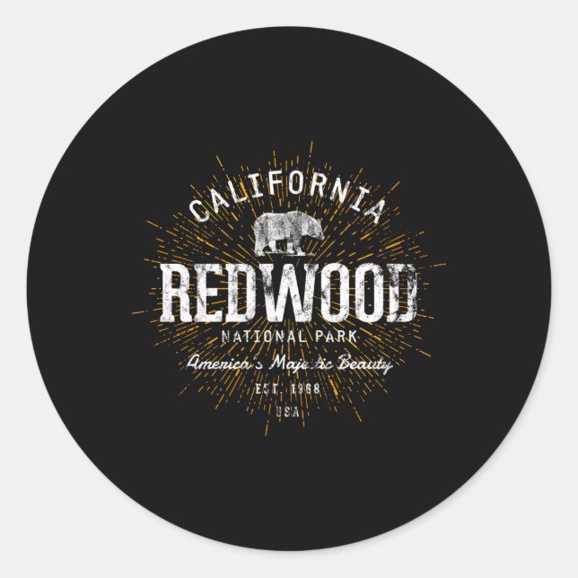 Sticker Rond Le parc national de Redwood Redwood (Devant)